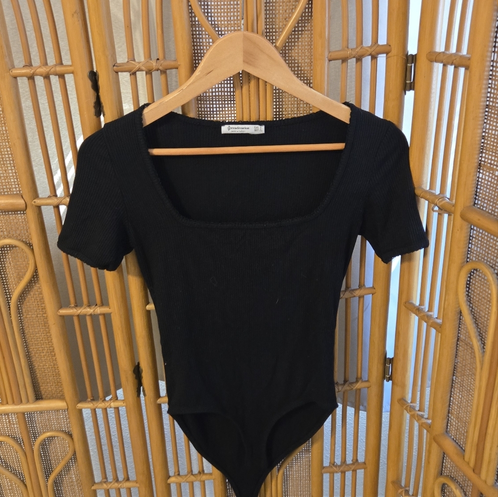Stradivarius Black Squareneck Bodysuit